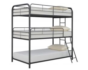 Garner Triple Twin Bunk Bed in Gunmetal