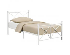 Hart Twin Metal Platform Bed in White