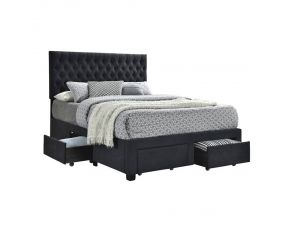 Soledad Full 4 Drawer Button Tufted Storage Bed in Charcoal