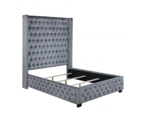 Rocori King Wingback Tufted Bed in Grey