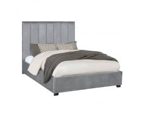 Arles Queen Vertical Channeled Tufted Bed in Grey