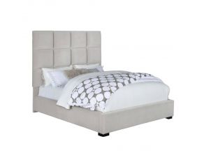 Panes Queen Tufted Upholstered Panel Bed in Beige