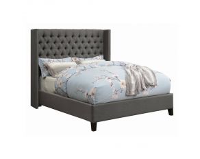 Bancroft Demi Wing Upholstered Queen Bed in Grey