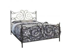 Parleys Queen Metal Bed With Scroll Headboard in Dark Bronze