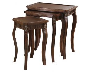 3-Piece Curved Leg Nesting Tables in Warm Brown