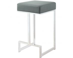 Gervase Square Counter Height Stool in Grey and Chrome