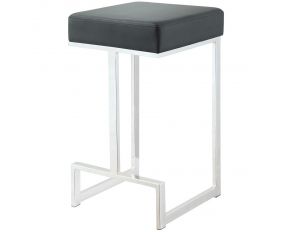 Gervase Square Counter Height Stool in Black and Chrome