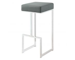 Gervase Square Bar Stool in Grey and Chrome