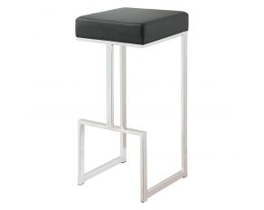 Gervase Square Bar Stool in Black and Chrome