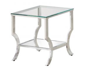 Square End Table With Mirrored Shelf in Chrome