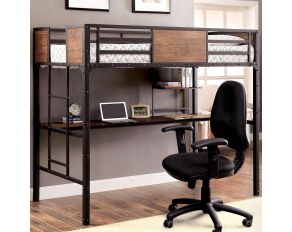 Furniture of America Clapton Twin Bed with Workstation in Black