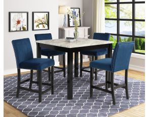 Lennon 5 Piece Dining Set in Royal Blue