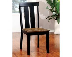 Furniture of America Alana Side Chair in Antique Oak and Black Finish - Set of 2