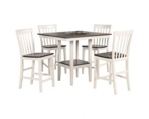 Brody 5 Piece Counter Height Table Set in White and Grey Finish