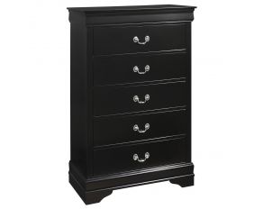 Louis Philip 5 Drawer Chest in Deep Black