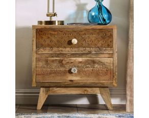 Blanchefleur 2-Drawer Angled-Leg Nightstand in Weathered Light Natural Tone