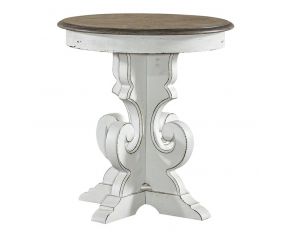 Magnolia Manor Round End Table in Antique White