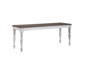 Ocean Isle Bench in Antique White Finish with Weathered Pine