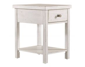 Modern Farmhouse Drawer Chair Side Table in White