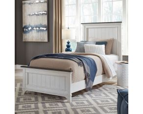 Allyson Park Twin Panel Bed in Wirebrushed White