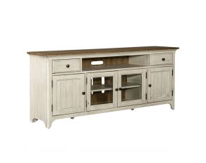 Farmhouse Reimagined 72-Inch Entertainment TV Stand in Antique White