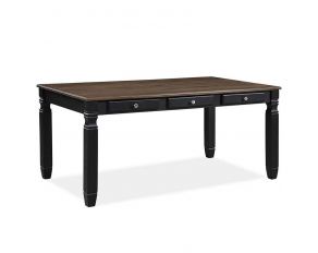 Homeplace Dining Table with 6 Drawers in Dark Oak and Black Finish