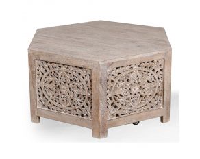 Crossings Eden Hexagonal Cocktail Table in Toasted Tumbleweed