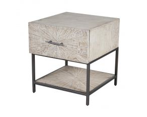 Crossings Monaco End table in Weathered Blanc