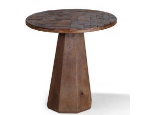 Crossings The Underground Round End Table in Reclaimed Rustic Brown