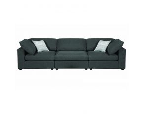 Serene 3-Piece Upholstered Sectional in Charcoal