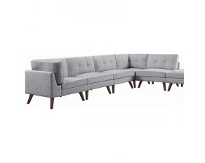 Churchill Button Tufted Sectional in Grey