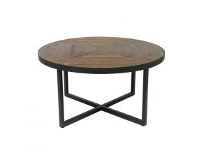 Denton Round Cocktail Table in Steel Gray Rustic Brown