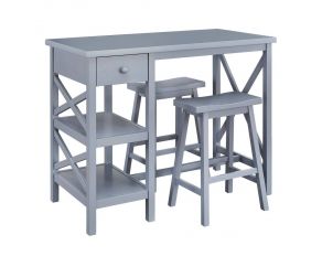 Lunch Date Counter Table with 2 Stools in Gray