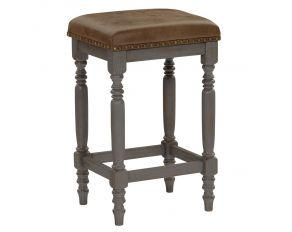 Midori Upholstered Counter Stool in Oak and Brushed Gray Finish