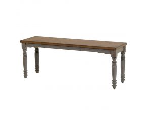 Midori Dining Bench in Oak and Brushed Gray Finish