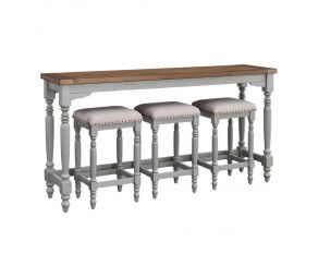 Midori Counter Table with 3 Stools in Oak and Brushed Gray Finish