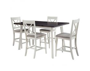 Salt n Pepper Counter Table with 4 Chairs in Gray and Alabaster Top