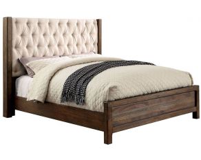 Furniture of America Hutchinson California King Upholstered Bed in Rustic Natural Tone Finish