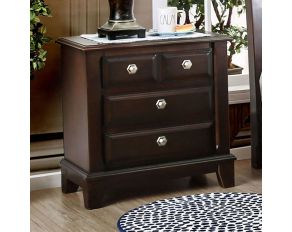 Furniture of America Litchville Night Stand in Brown Cherry Finish