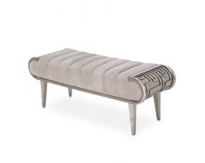 Roxbury Park Channel Tufted Beed Bench in Stainless Steel