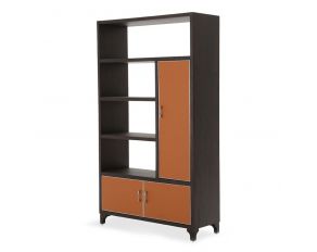 21 Cosmopolitan Right Bookcase Cabinet with Doors in Diablo Orange/Umber