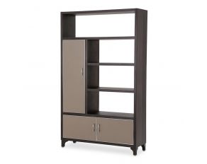 21 Cosmopolitan Left Bookcase Cabinet with Doors Pebble Grain Taupe/Umber