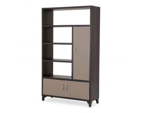 21 Cosmopolitan Right Bookcase Cabinet with Doors Pebble Grain Taupe/Umber