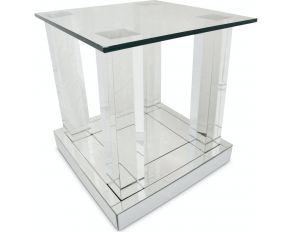 Montreal 20 Inch Square End Table with Glass Top in Silver