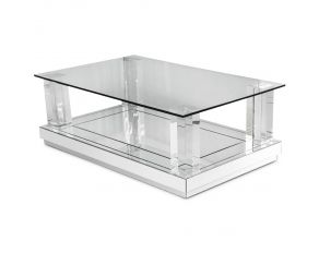 Montreal Cocktail Table with Glass Top in Silver