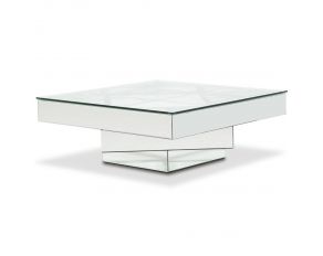 Montreal Square Cocktail Table with Glass Top in Silver