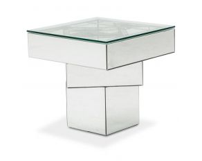 Montreal 24 Inch Square End Table with Glass Top in Silver