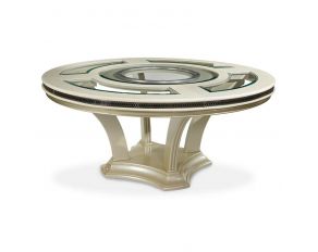 Hollywood Swank Round Dining Table in Pearl Caviar