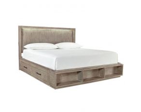 Platinum Queen Platform Storage Bed in Gray Linen