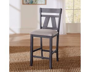 Lawson Splat Back Counter Chair in Slate Finish with Weathered Gray Top